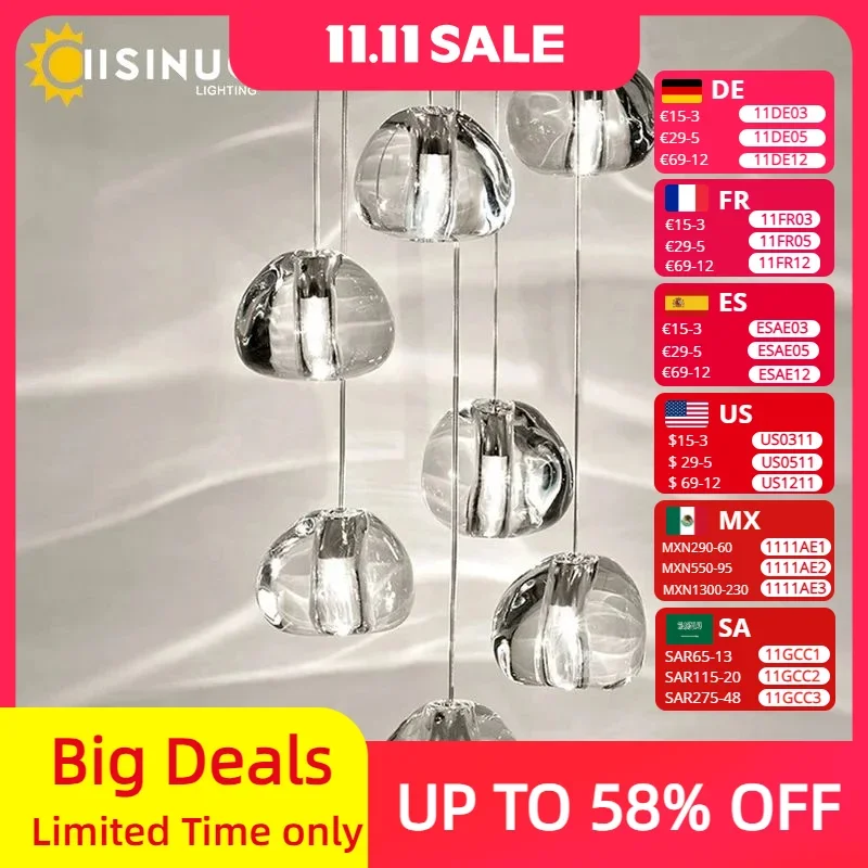 

Подвесной светильник для лестницы, хрустальный шар, люстра, длинный регулируемый кабель, светильники для дома, ресторана, бара, деко
