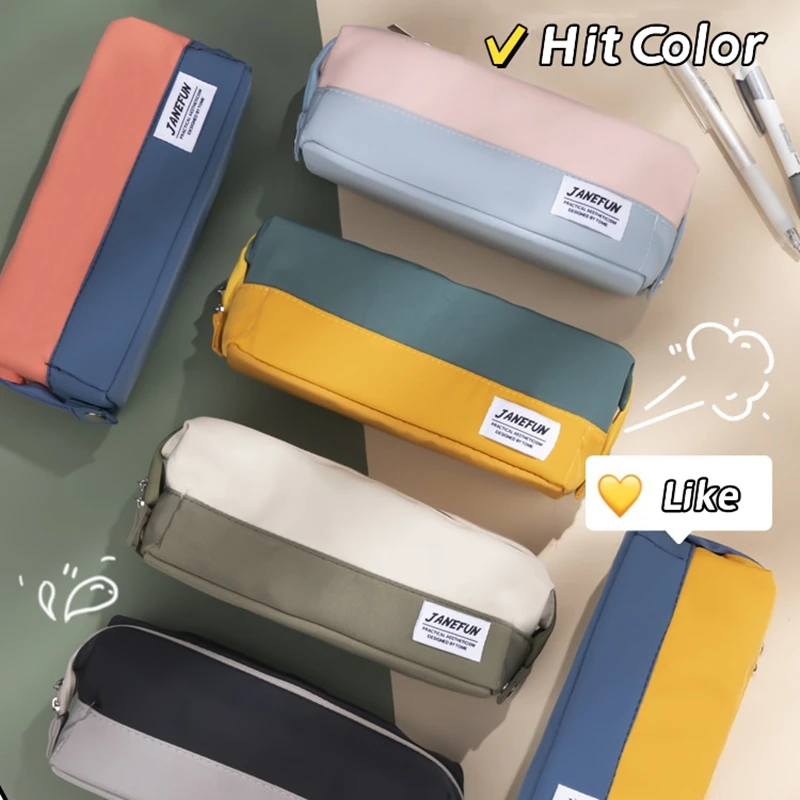 Hit Color Pencil Case Foldable Pen Bag Super Container Table Stationery Holder Storage Pouch Office School F7165