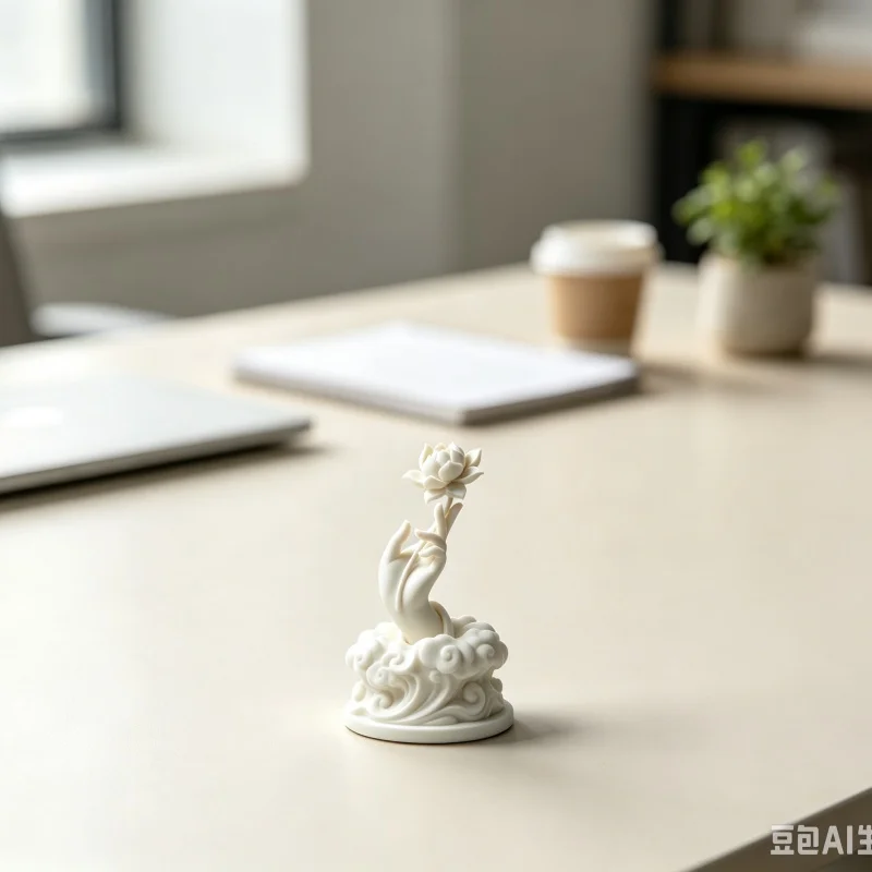 3D Printed Plastic Buddha Hand Holding Lotus Statue Zen Auspicious Cloud Figurine Meditation Yoga Studio Desk Decoration