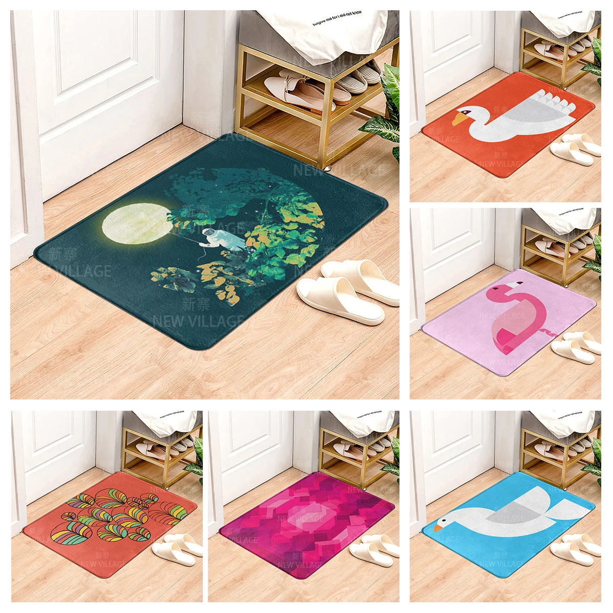 House entrance carpet Home doormat Animal oil painting style Room Foot mat bathroom non-slip mat Kitchen water absorption mat