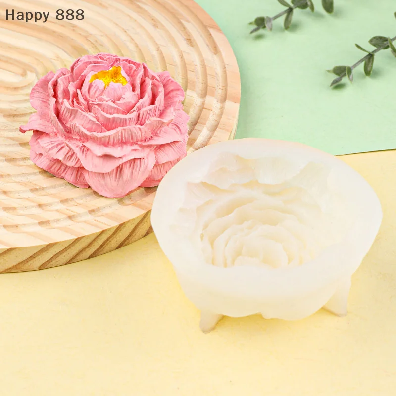 قالب سيليكون الفاوانيا ثلاثي الأبعاد للشموع والصابون والراتنج والجص والشوكولاتة والكعك والثلج - أداة متعددة الاستخدامات للخبز والحرف اليدوية #2