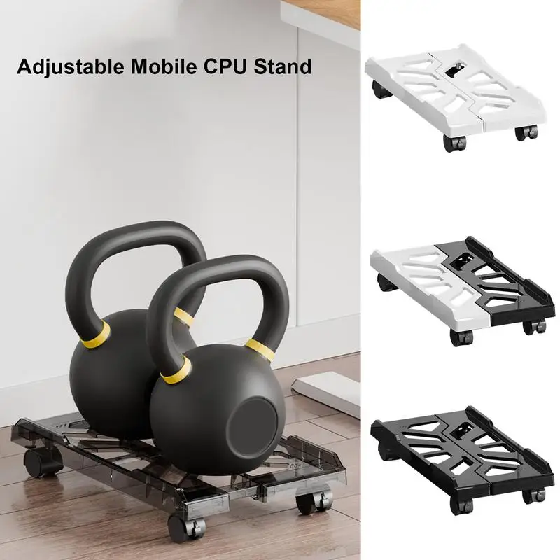 Adjustable Computer Tower Stand Ventilated Mobile CPU Stand With Rolling 4 Caster Wheels Under Desk CPU Holder PC Accessories