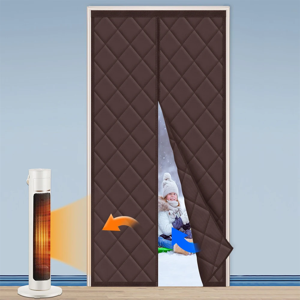 Winter Door Curtain Magnetic Insulation Curtain Upgraded Oxford Cloth Filled Thick Cotton Household Door Curtain