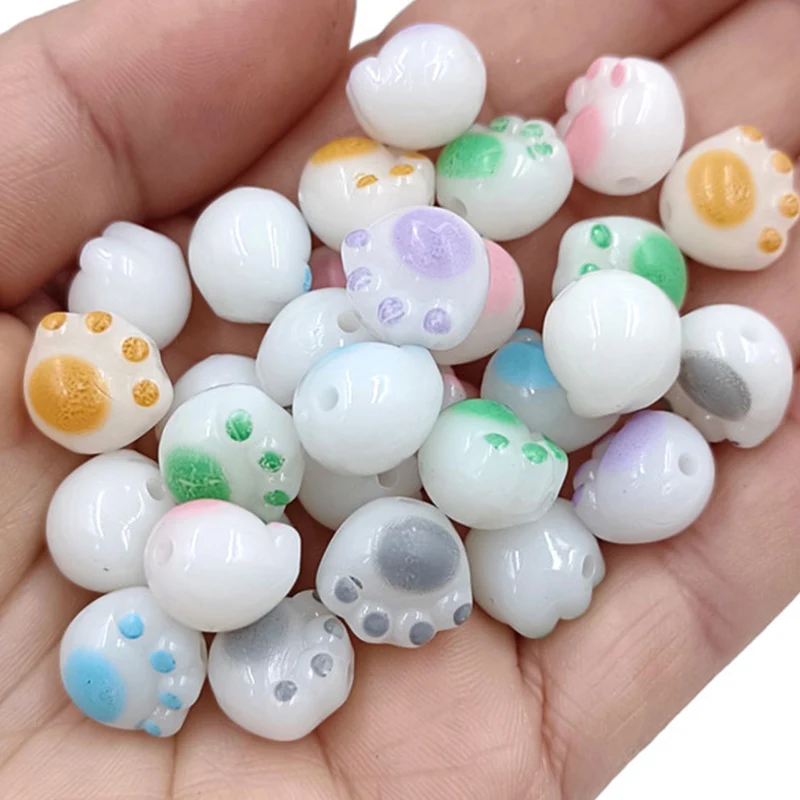 10pcs/set Imitation White Jade Charcoal Burned Cute Cat Paw Beads for Bracelet Earrings DIY Jewelry Accessories