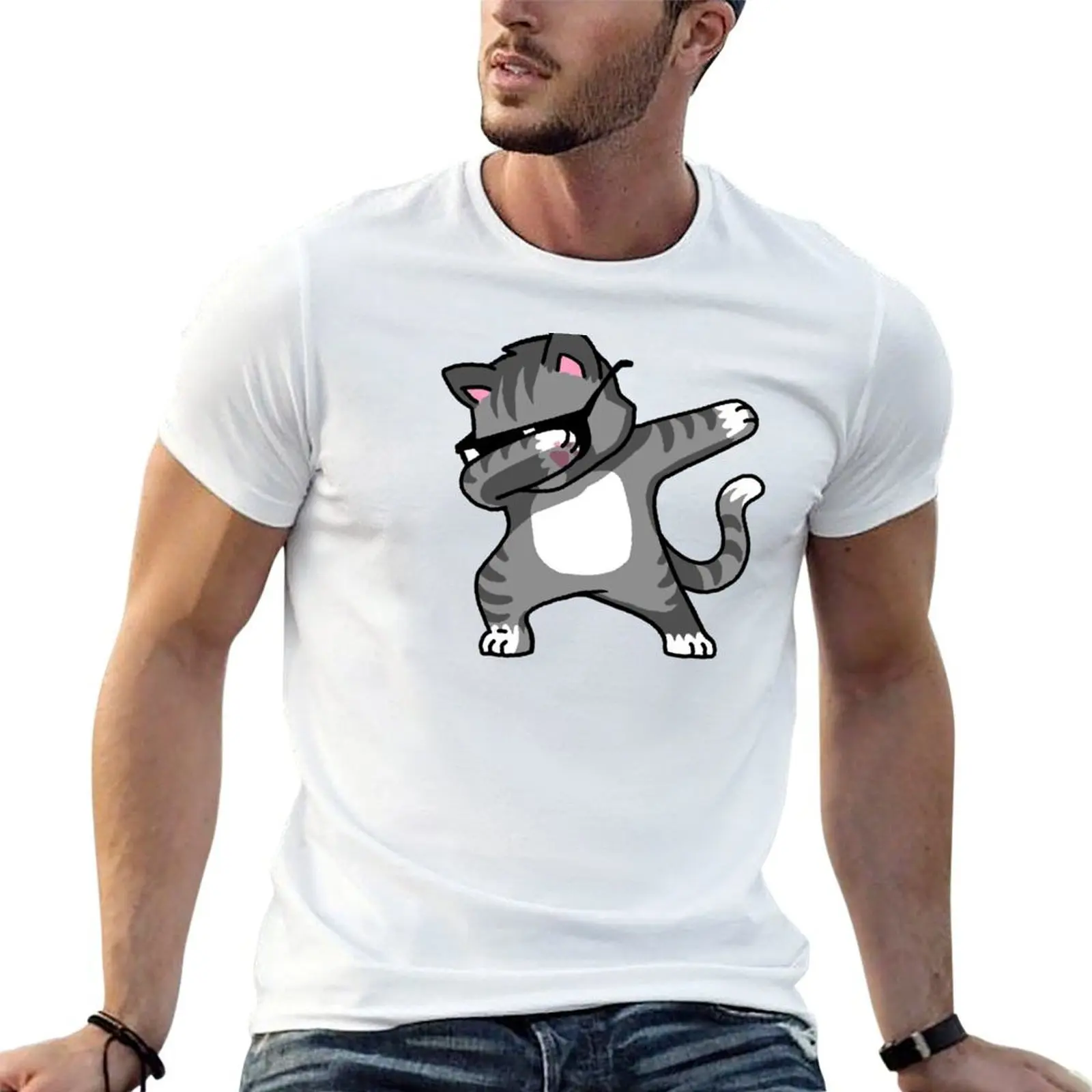 Dabbing Cat Funny Hip Hop T-Shirt man t shirt designer anime t shirts for man man graphic t shirt T-shirt