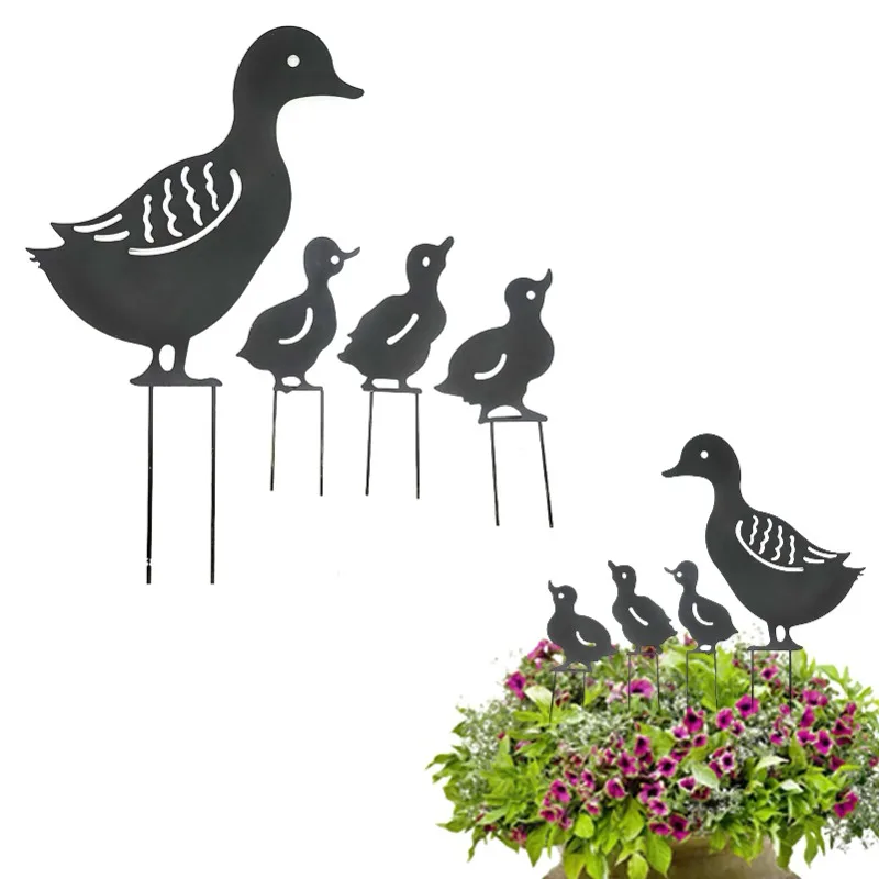 

Metal Yard Art Duck Metal Garden Yard Art Animal Silhouette Stake Mommy Duck And 3 Baby Ducks Garden Stakes Decorative For