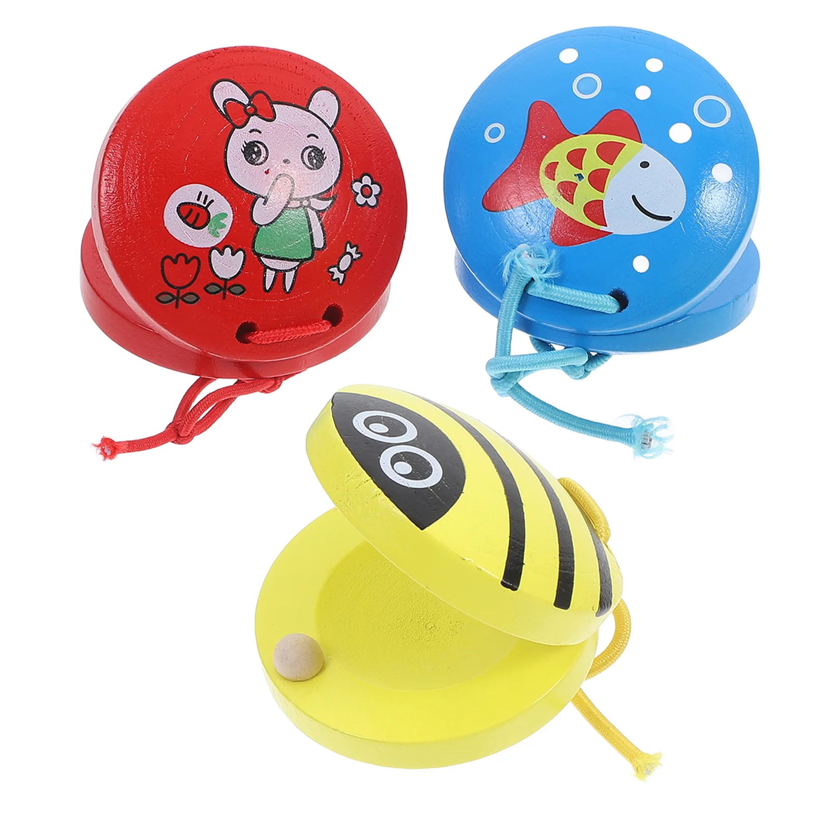 

3 Pcs Cartoon Animal Castanets Toys for Kids Children Percussion Instrument Toddlers Instruments Animals Wooden Preschool Music