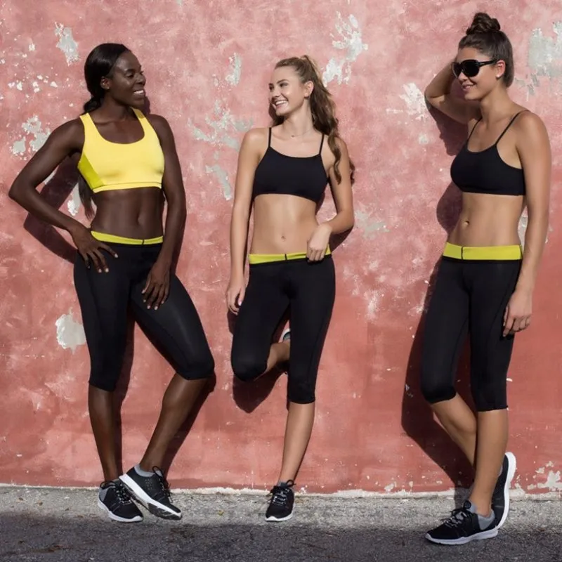 Fitness Neoprene Sauna Shapewear Pants Heating Sweat Capri Yoga Pants Sports Fat Burning Slimming Tight Pants