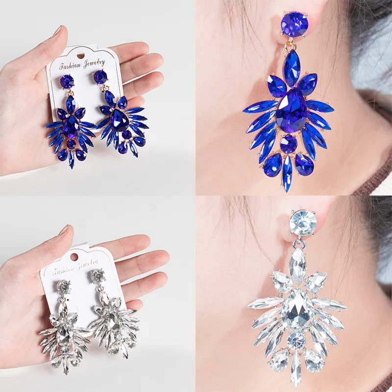 Factory direct jewelry products, new small batch processing, diamond-encrusted fashion earrings, full diamond earrings, super fl