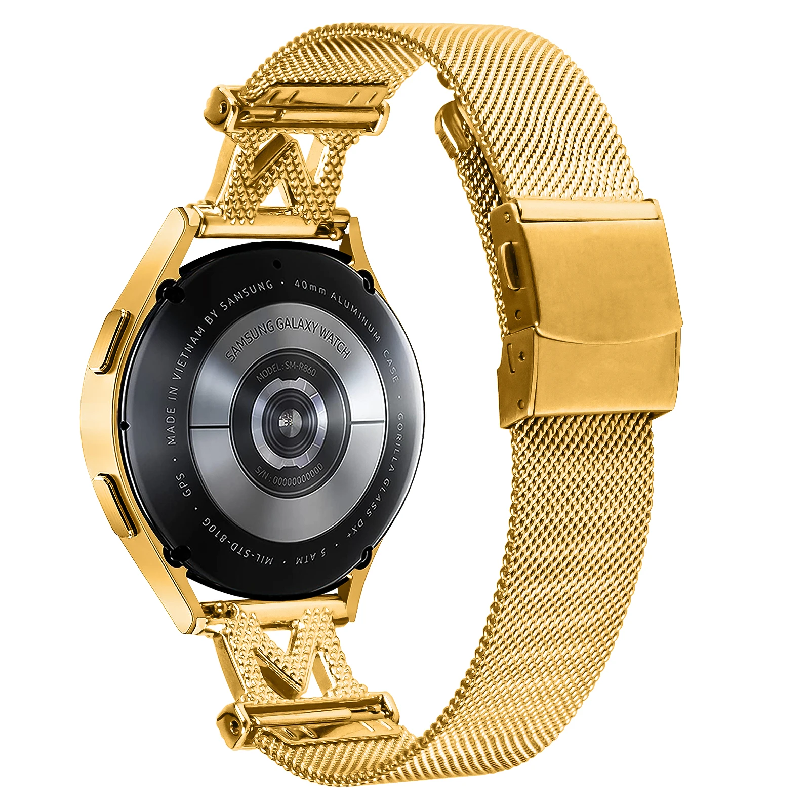 

For Samsung Galaxy Watch Active / Watch Active2 40mm / 44mm Milanese Stainless Steel Band 20mm M-shape Design Watch Strap with B