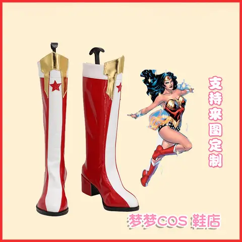 Wonder Cosplay Kvinnor Diana Skor Superhjälte Stjärna Halloween Julfest Rollspel PU Läder Stövlar 10 best sales Wonder Woman-stövlar - №2