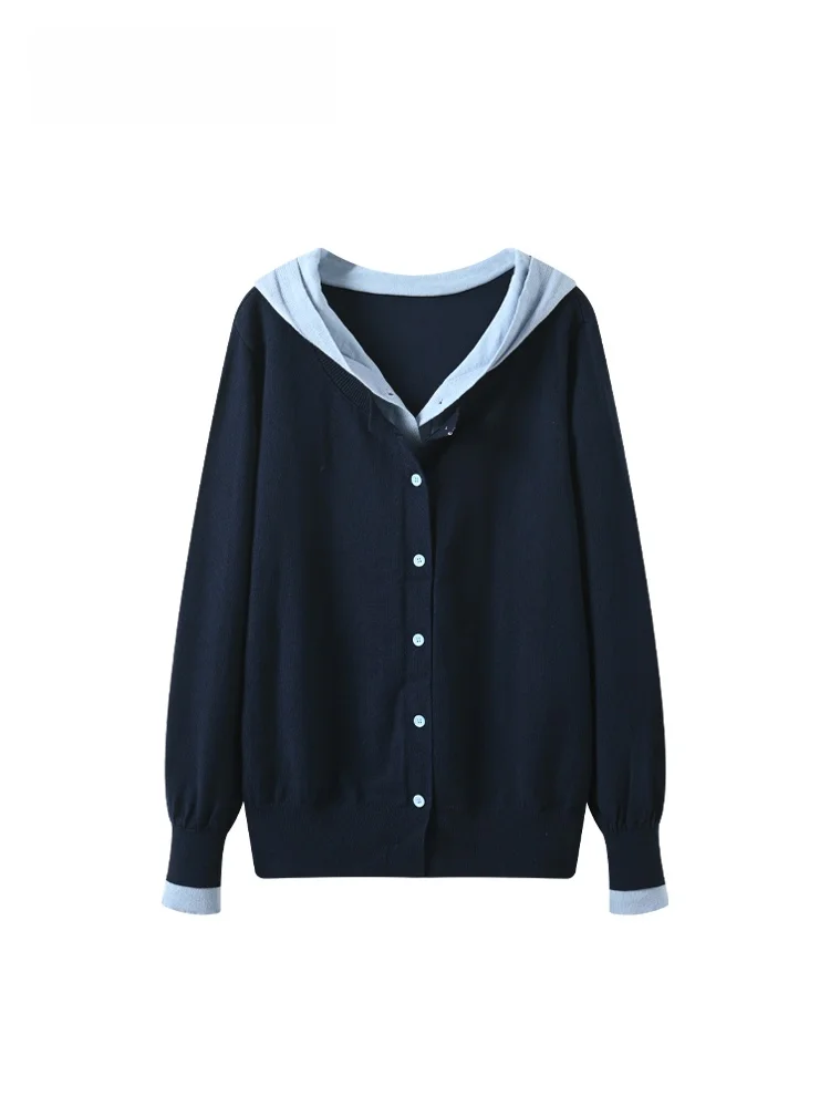 

Женский вязаный свитер Cara CLUB большого размера с капюшоном и длинными рукавами, весенний модный топ в корейском стиле, свободный крой, хлопок