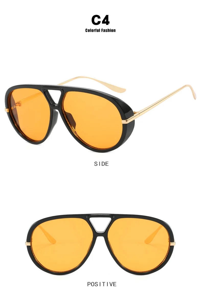 Übergroße ovale Punk-Piloten-Sonnenbrille für Damen – Luxusmarke 2026, Vintage-Metallrahmen, UV400-Schutz – Detail 11
