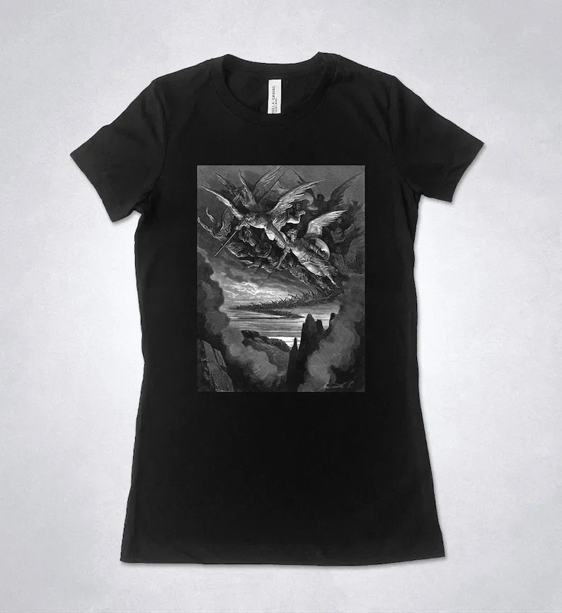 GUSTAVE DORE t-shirt, Gustave Dore Illustration, John Milton - Paradise Lost, Gustave Dore engraving, Angels in the Sky