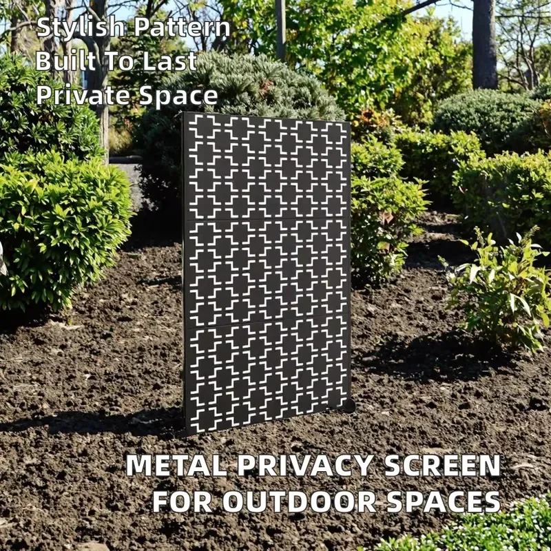 Metal Privacy Screen Panel Art Deco Design Carbon Steel 48x75 Inches-Brown & Brick for Balcony Patio Lawn & Garden