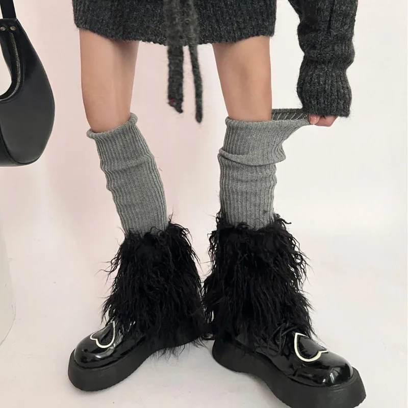 핫 걸 신상 레그 워머 펑크 고딕 플러시 루즈 양말, 메이드 코스프레 의상 액세서리 스타킹, 가을 겨울 쿨 섹시