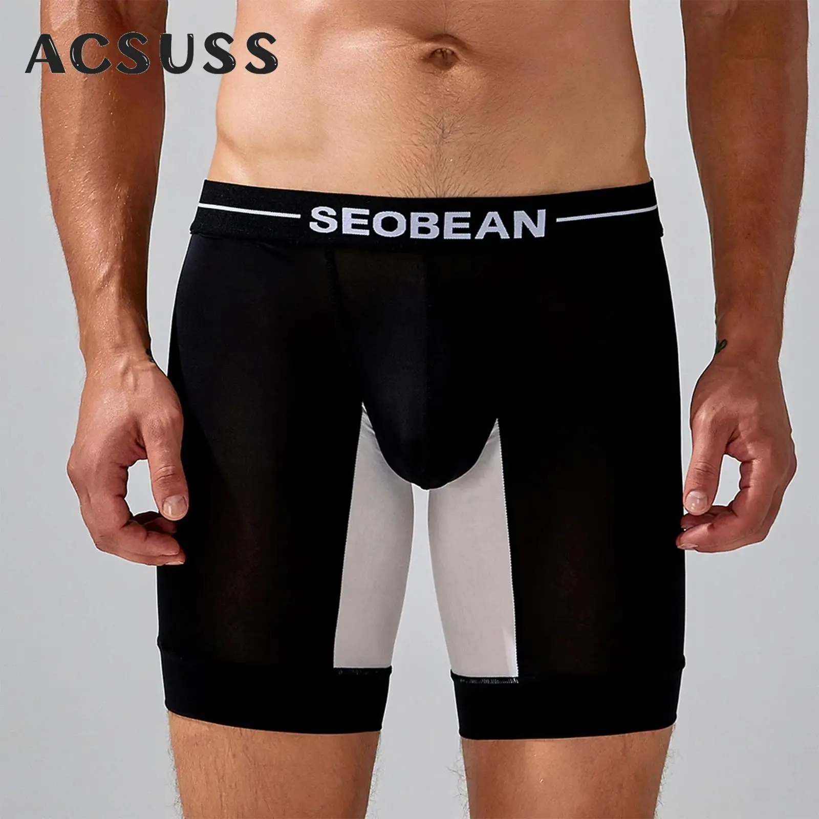 Mens Athletic Tights Shorts Elastic Waist Bulge Pouch Sportwear Workout Exercise Cycling Underwear for Bodybuilding Training