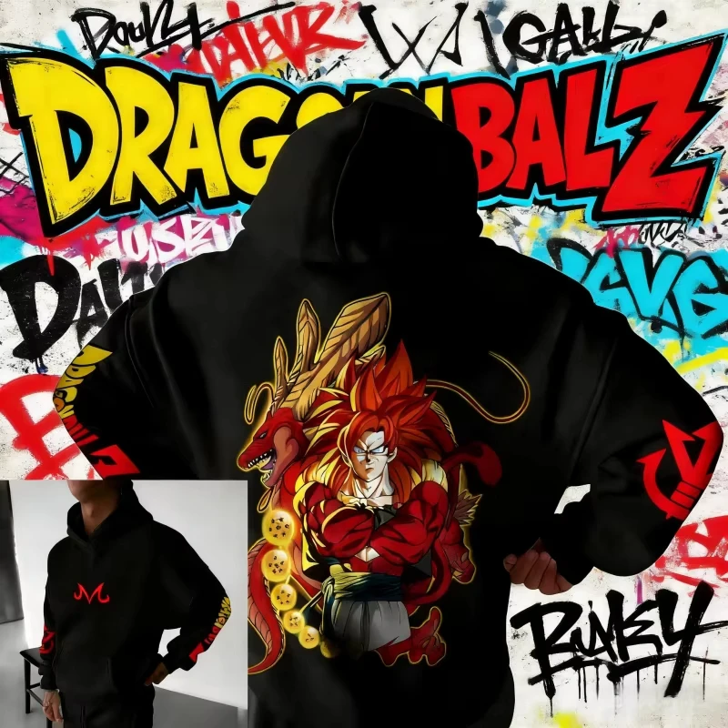 

Новая осенне-зимняя толстовка Dragon Ball к 40-летию: Какарот, 100% хлопок, аниме-дизайн, увеличенный размер, повседневная уличная одежда унисекс в стиле Y2K