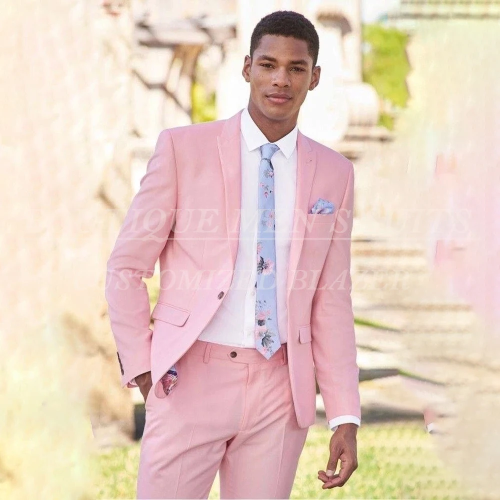 

High Quality Wedding Men's Suits Elegant Single Breasted Peak Lapel Slim Fit 2 Piece Jacket Pants Male Clothing Costume Homme