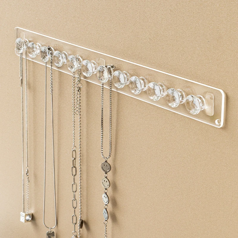 Acrylic 12-hook Hanging Rack Jewelry Hanging Storage Row Hook Wall Mounted Jewelry Necklaces Bracelets Pendants Display Holder