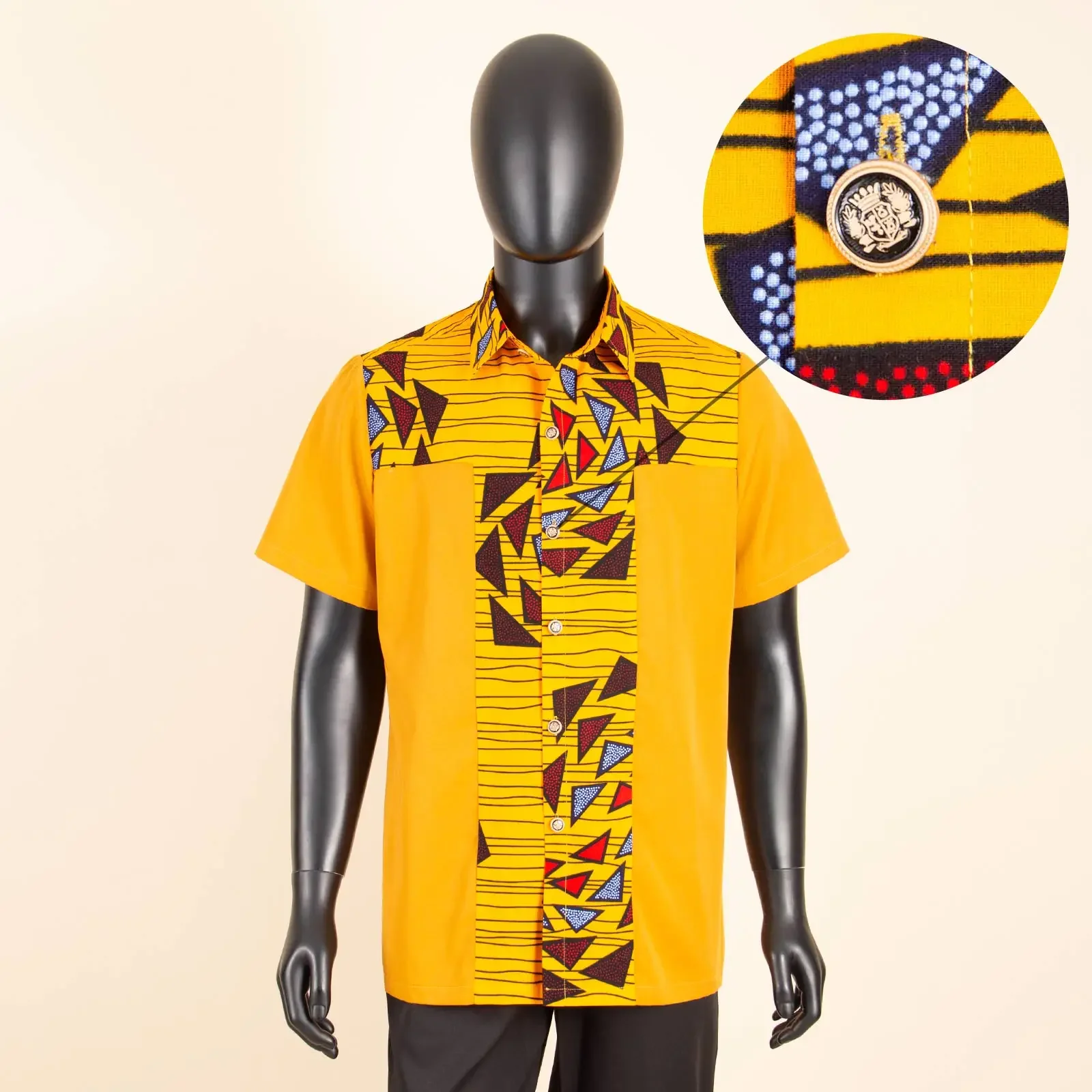 African Shirts for Men Short Sleeve Single Breasted Tribal Blouse Traditional Wear Vintage Plus Size Casual Tops A2312006