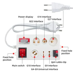 LED Lamp Bulb Light Voltage Power Quick Fast Tester Holder for E27 B22 E14 Lamp Bulb Light Test Box EU Plug With Power Display