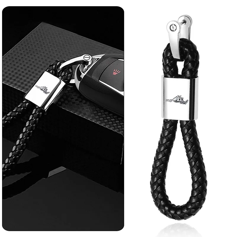 Leather Rope Car Logo Car Keychain Keyring Car Key Accessories For Mustang 2005 2006 2007 2008 2009 2016 GT Mach-E 2013 Escala