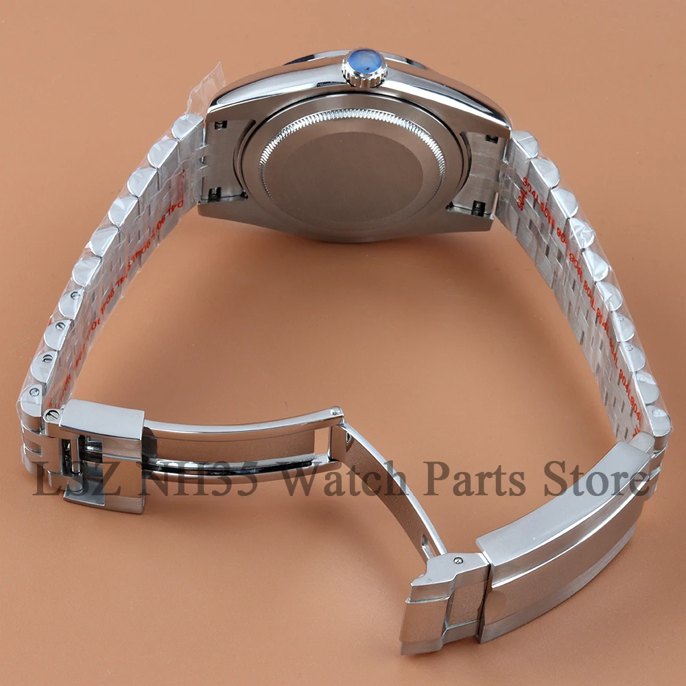Flat Edge 36mm 39mm Silver NH35 Watch Case Waterproof Fit DATEJUST NH35 NH36 Movement Hight Quality Solid Jubilee Watchband