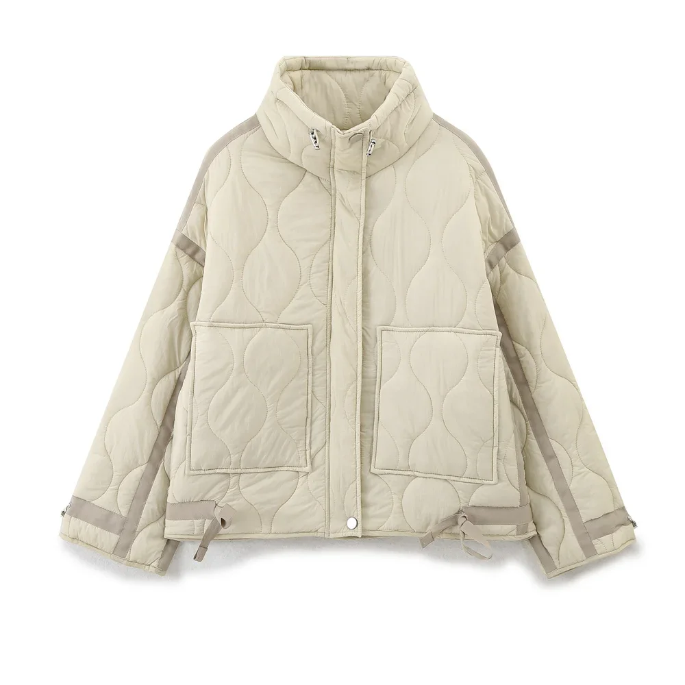 

Autumn and winter new stand collar 2025 loose cotton jacket short coat thin cotton clothing women's versatile