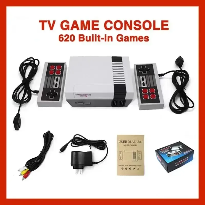 Mini TV Retro Video Console Dual Players Mode AV Output Wired Classic Video Game Console for Adults Kids