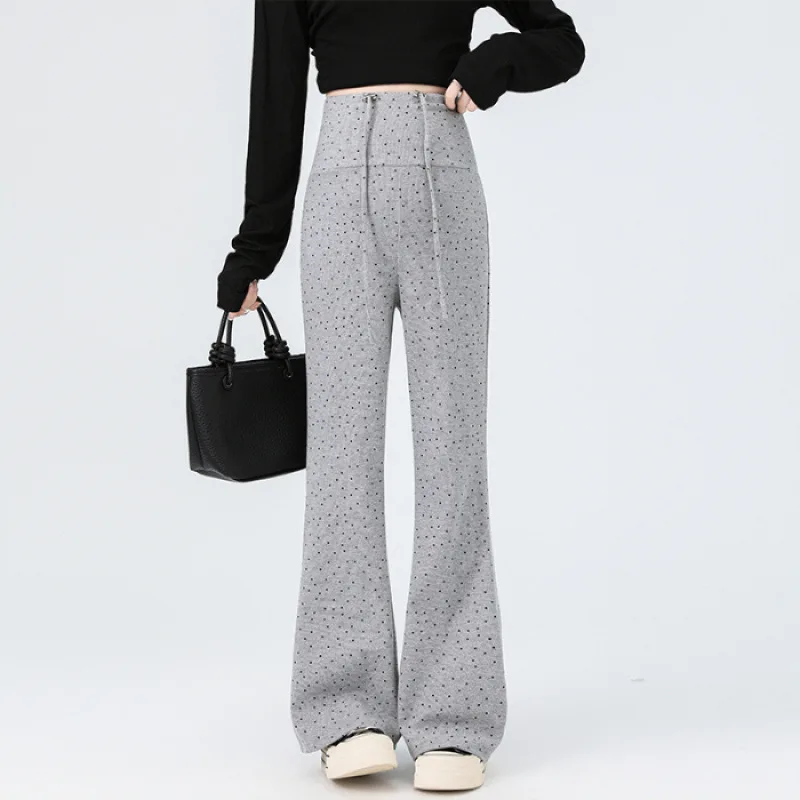 

Новые брюки для беременных, эластичные расклешенные брюки для похудения, модные повседневные брюки в горошек