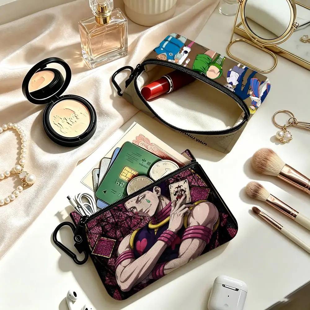 Hunter X Hunter Anime  Portable Mini Oxford Cloth Coin Purse With Carabiner Hook Zipper Key Card Earphone Storage Wallet