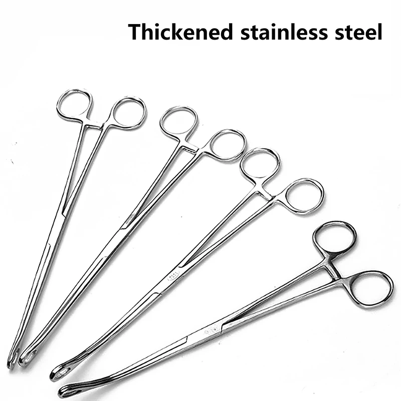 1pc Sponge Forceps Straight/Curved Serrated Jaws Stainless Steel Dental Forceps Instrument