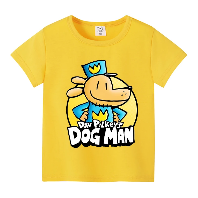 New Dog Man Children T-shirts Cute Cartoon Figure Printed T-shirt Kawaii Baby Boys Casuals Short Sleeves Tops 2025 Kids Clothes