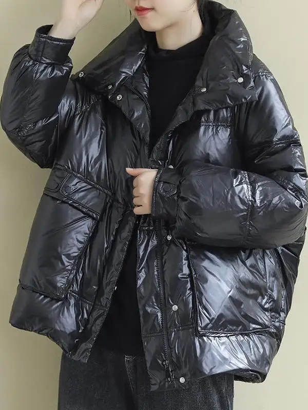 

plus Size Women's Loose Artistic Warm Cotton Jaet Winter Lightweight down Cotton Coat Casual Versatile Slimming