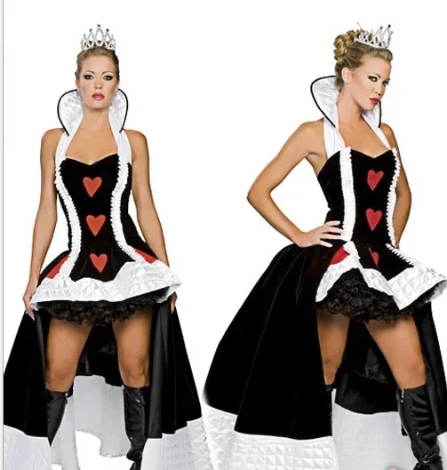 Sexy Queen of Hearts Costume Women Adult Fantasy Party Cosplay Fancy Sexy Costume Disfraz Adulto Halloween Carnival Dress Up