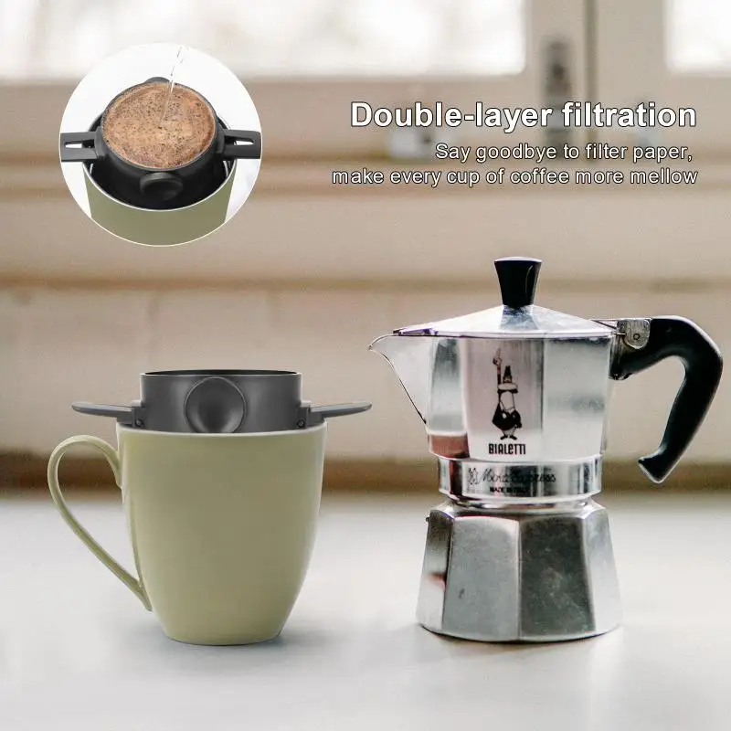 Coffee Filter 304 Stainless Steel Double Layer Easy Clean Reusable Coffee Funnel Hand Drip Coffee Dripper Kitchen Accessories