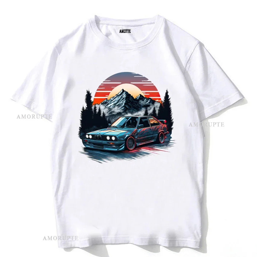 

New Men Short Sleeve Retro Germany EUDM E30 Legend Sport Car T-Shirt Mountain Drift Design Boy Casual White Tops Hip Hop Tees