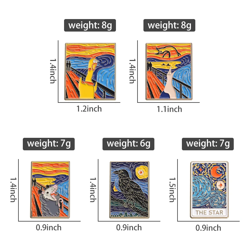 Funny Screaming Animals Oil Painting Art Enamel Pins Cartoon Chicken Mouse Metal Brooches Backpack Lapel Badges Jewelry Gift