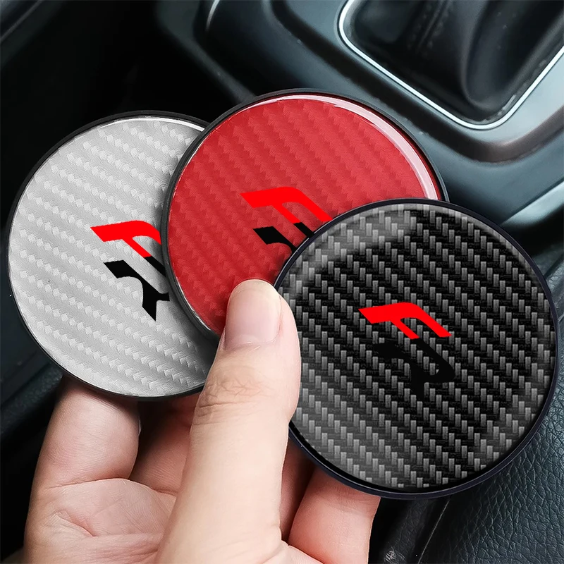 1/2Pc Car Carbon Fiber Coaster Water Cup Slots Non-Slip Pad For Seat Leon FR Altea Ibiza Toledo Cordoba Alhambra Car Accessories