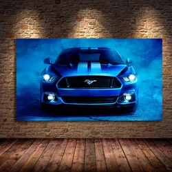 Diamentowe malowanie Fords Mustang Supercar niebieskie obrazy artystyczne płótno nowoczesne na dekoracje do wnętrz do sypialni