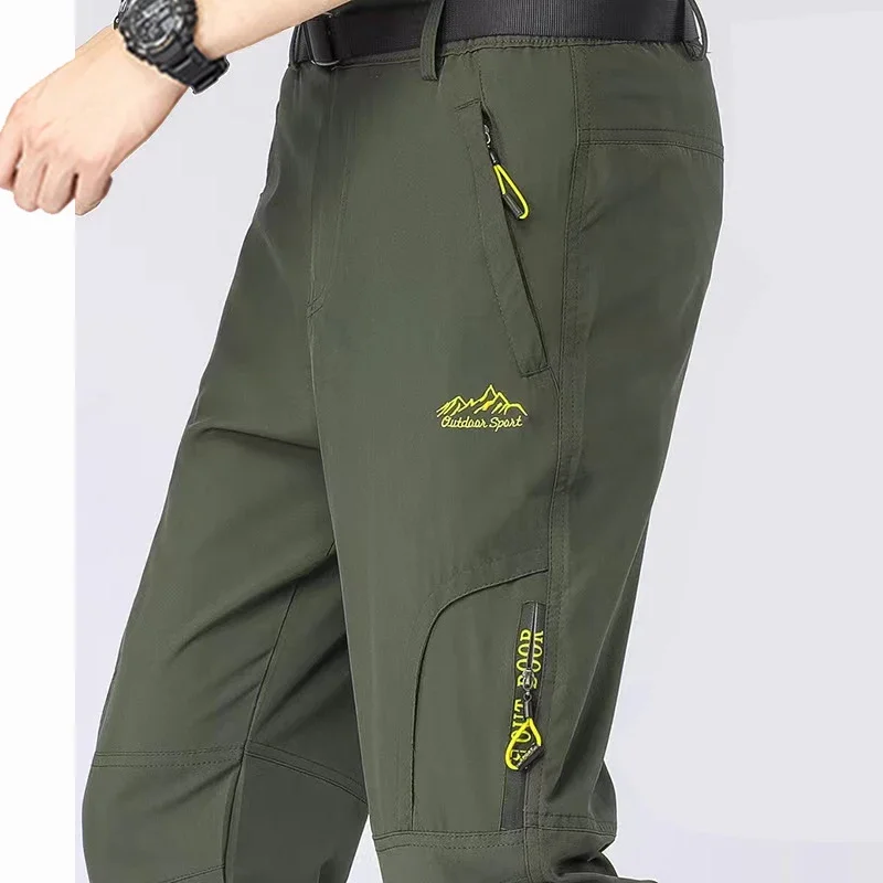 5XL Men\'s Outdoor Hiking Pants With Belt Quick-drying Waterproof Multi-pocket Light Climbing Utility Fishing Travel Cargo Pants