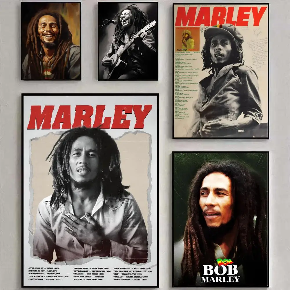 Hot Singer B-Bob M-M-Marley Poster Poster Waterproof HD Wall Art Decal Self-Adhesive Aesthetic Decor For Home Living