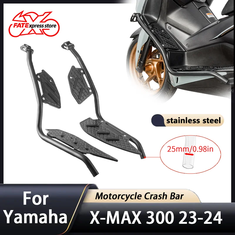 

For Yamaha X-MAX XMAX 300 Lower Crash Bar Engine Guard Motorcycle Accessories Stainless Steel Footrest Extension 2023 2024