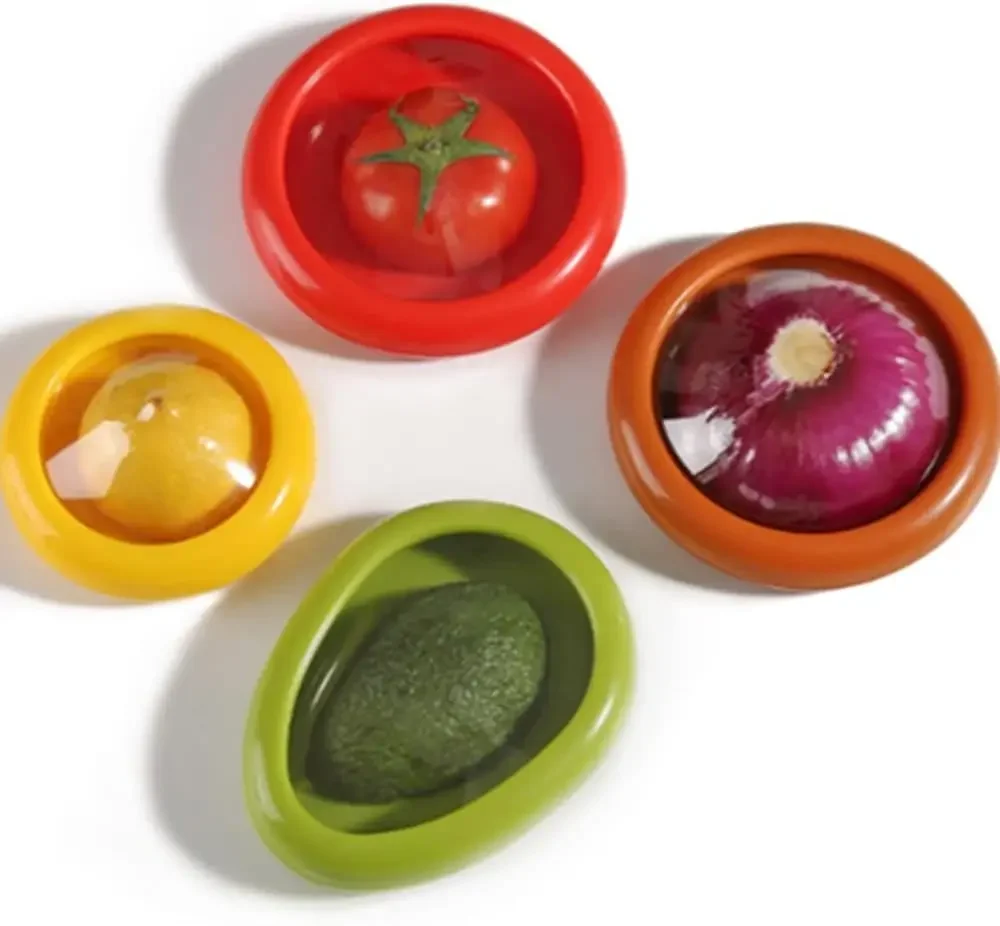 New Fruit and Vegetable Storage Containers Reusable Silicone Refrigerator Box Storage Bowls Saver Holder Keeper foronion ,Tomato