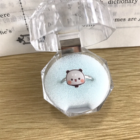 Anime Peripheral Yier Bubu Dudu Model Adjustable Ring Cute Panda Couple Ring Creative Decoration Girl Birthday Gifts Original
