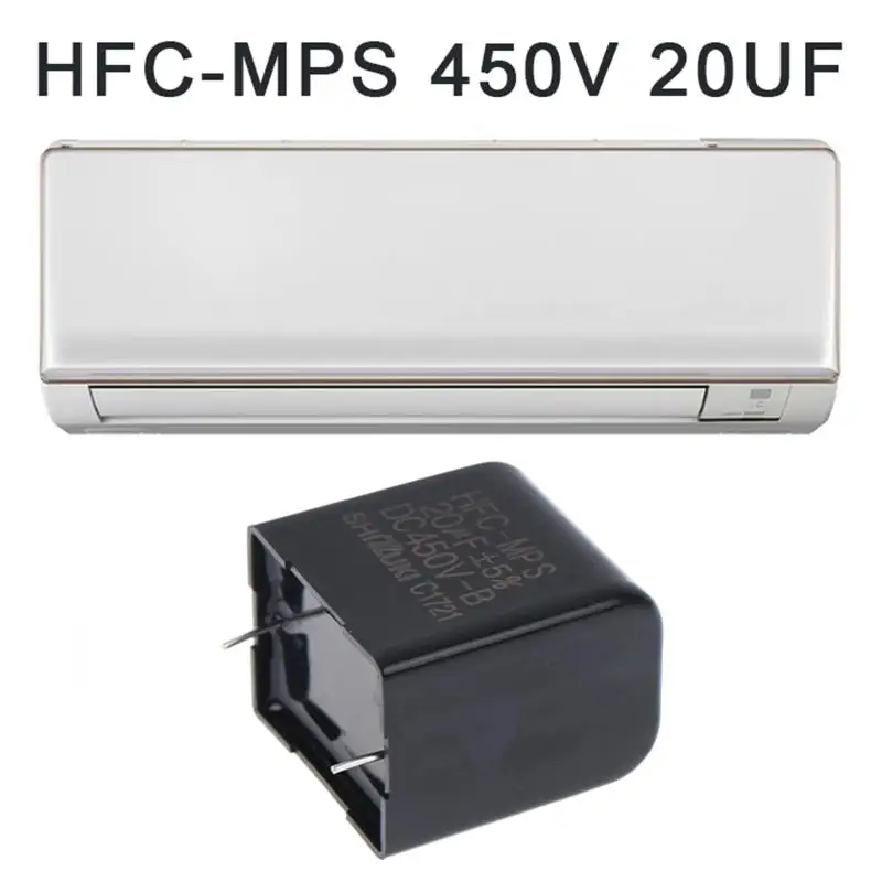 1/3/5Pcs HFC MPS 450V 20UF Air Conditioner Capacitor 28mm Pin Spacing Replacement Inverter Air Conditioning Capacitance