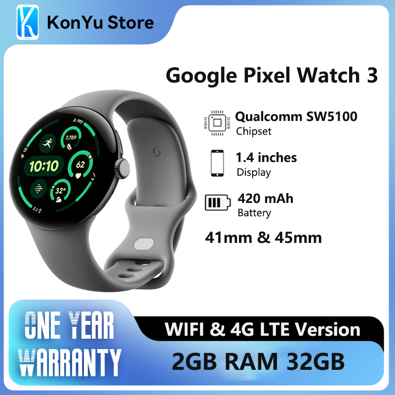  New Google Pixel Watch 3 41mm&45mm WIFI/LTE Version Qualcomm SW5100 Wear OS 5.0 2GB RAM 32 GB eMMC flash SmartWatch 