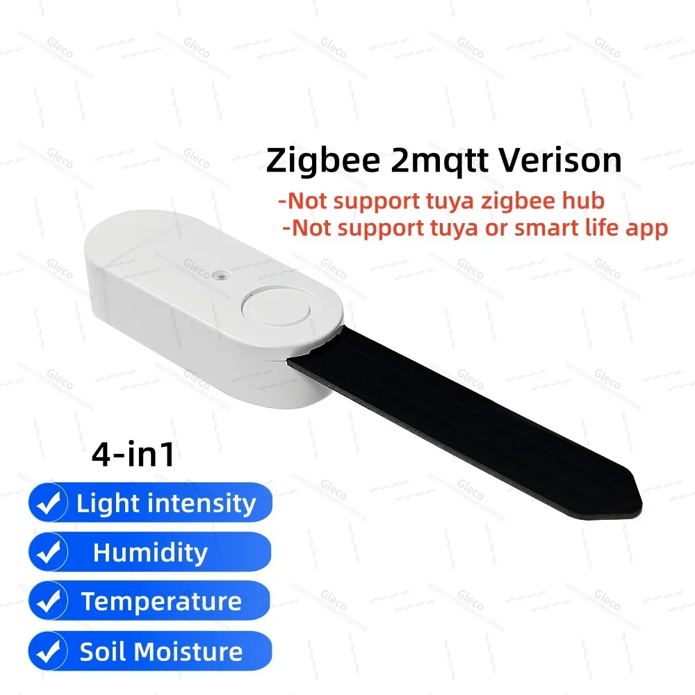 3-in-1/4-in-1 Zigbee Bodenfeuchtigkeitssensor, Luftfeuchtigkeitsmesser, Temperaturtester, Lichtdetektor, funktioniert mit Tuya Smart Life 2MQTT HA