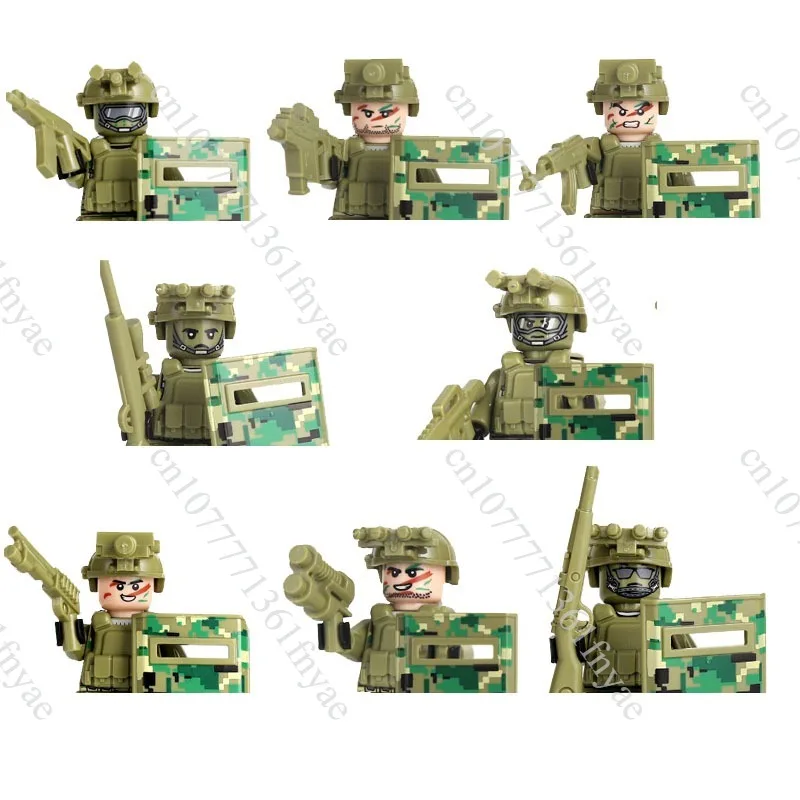8PCS Military Commando Building Bricks Toys – Riot Police Soldier Figures with Weapons Vest, Birthday Gift for Boys Children